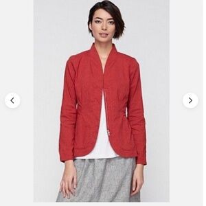 Eileen Fisher Red Linen Blazer L Minimalist Preppy Fall Classic Lightweight Chic